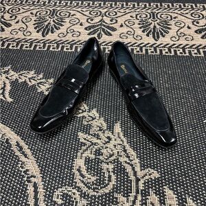 Garrucci Men's Glossy Black Slip-On Loafers size 12